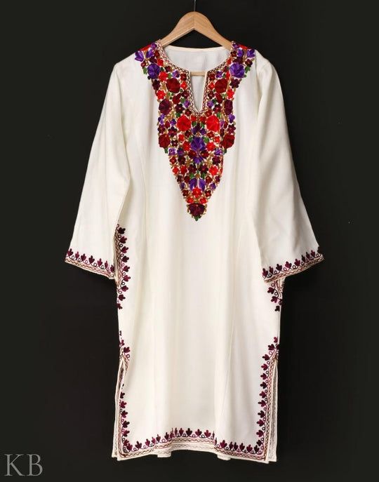Ready to Wear Stitched Ladies Pheran Color White