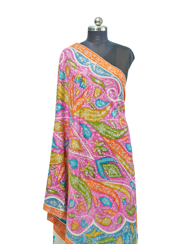 Pashmina Kalamkari Hand Sozni Jamawar