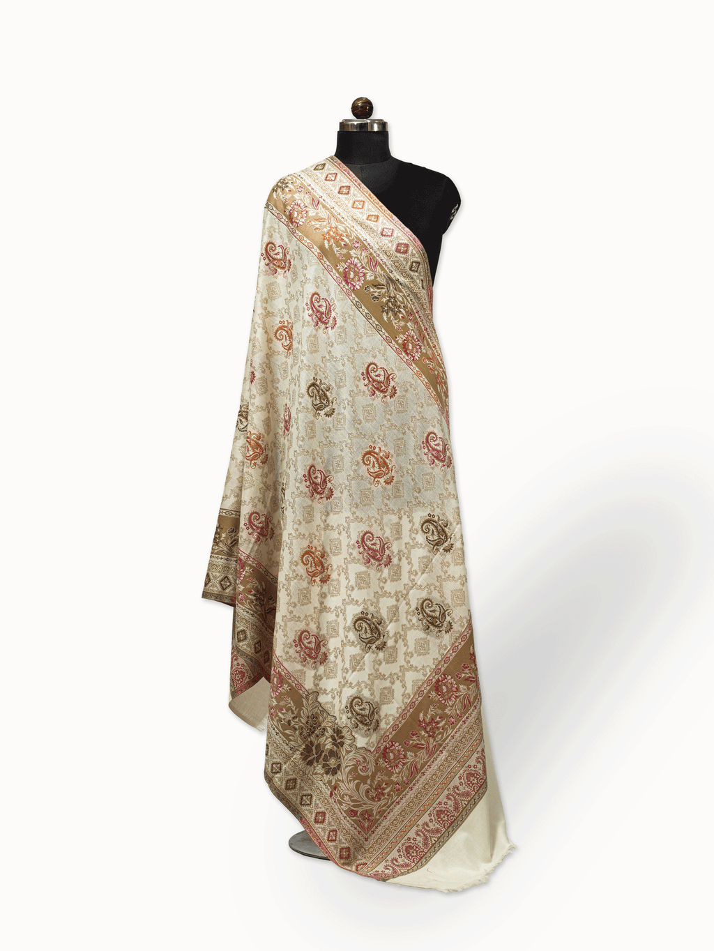 WOLLEN SHAWL WITH BORDER AND BOTY WORK